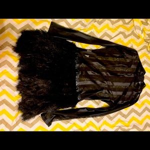 Black feather mini dress